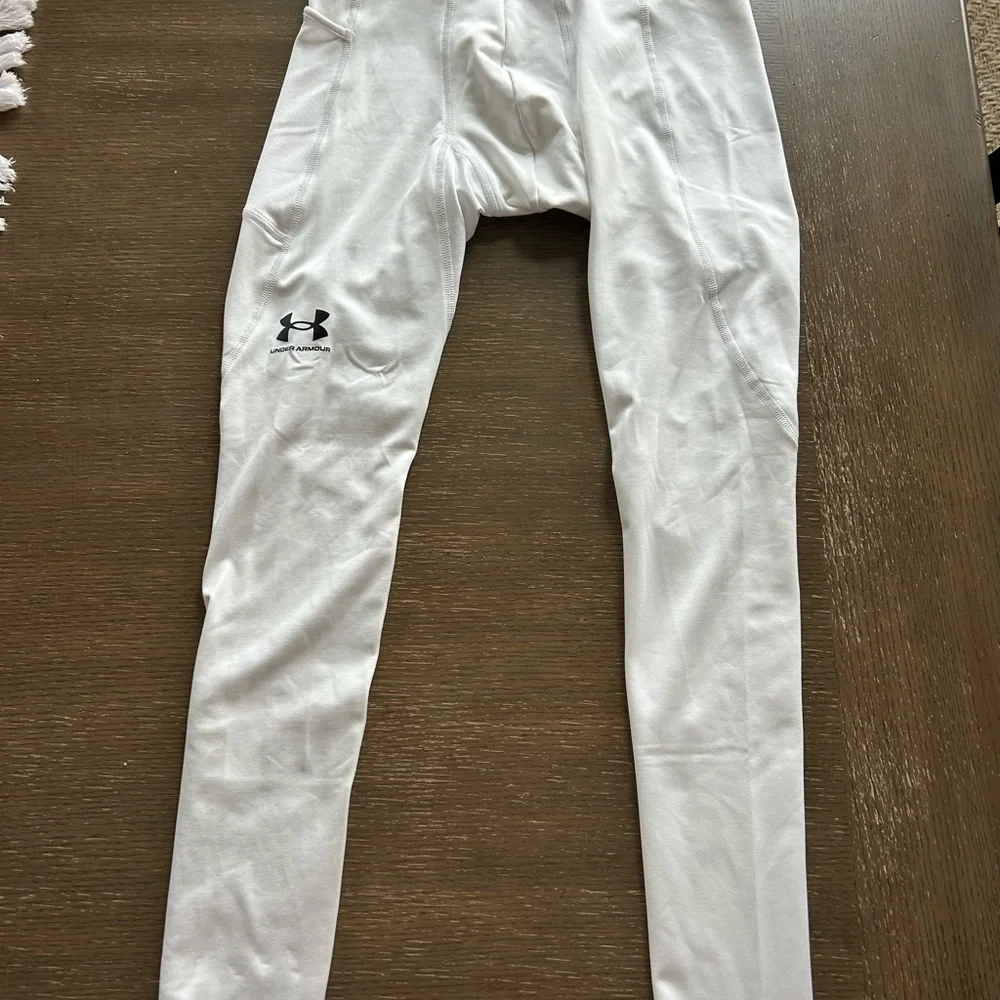 Men’s Medium Under Armour Coldgear White Leggings - Picture 1 of 5